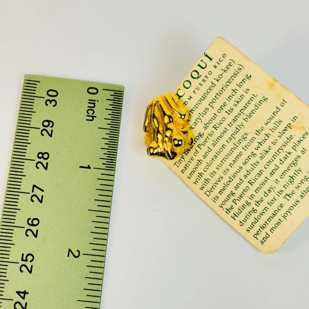Coqui Frog Pin Gold Tone Puerto Rico Souvenir Lapel Pin Boho Vintage